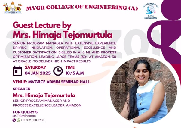 MVGRCE Hosts Guest Lecture on Placement Opportunities by Mrs. Himaja Tejomurtula