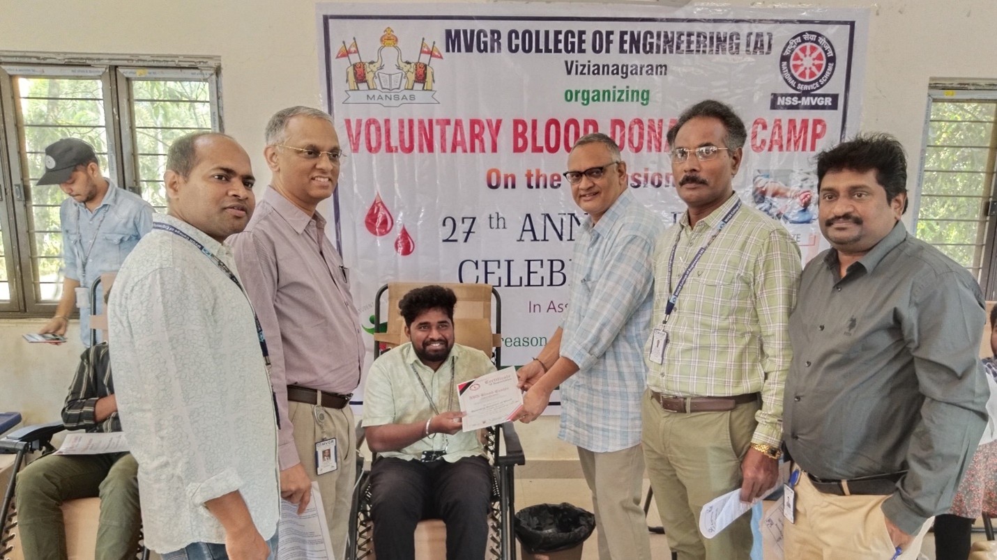 MVGR College Hosts Voluntary Blood Donation Camp on 27th Annual Day Celebrations