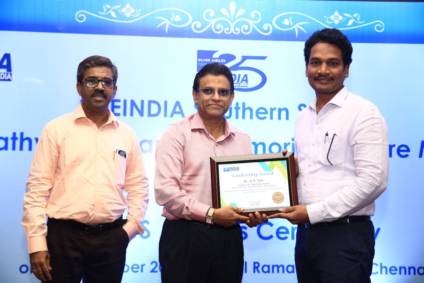 Dr. M. K. Naidu Honored with Leadership Award by SAE India for Outstanding Contribution on 19-Oct-2024